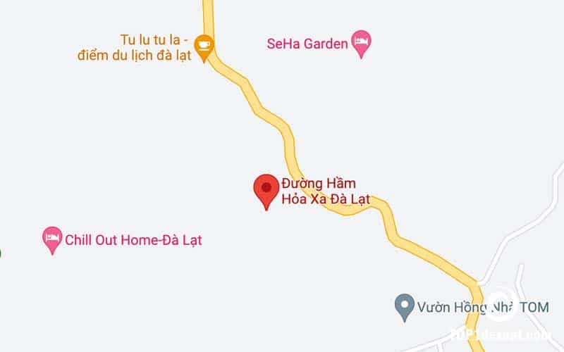 Địa chỉ Đường Hầm Hỏa Xa: QL20, thôn Đa Thọ, Đà Lạt. Ảnh: Google maps