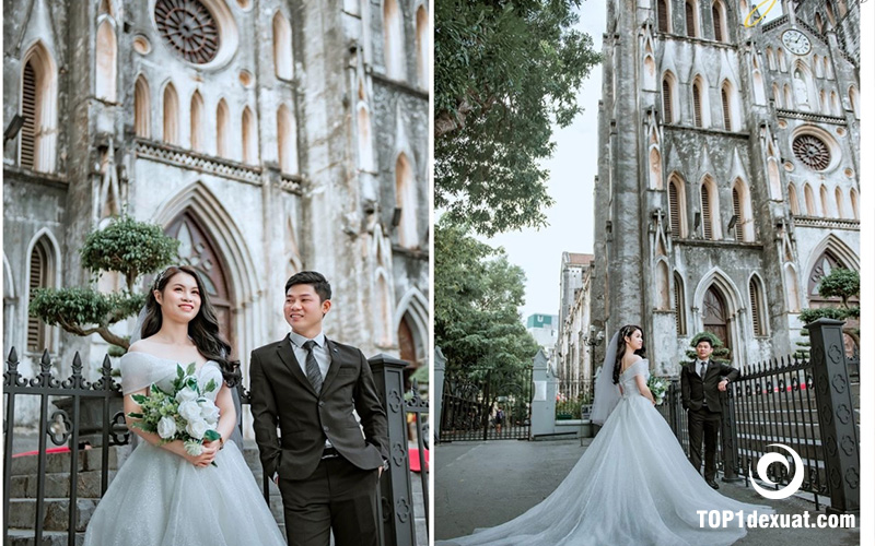 Chụp ảnh cưới concept cổ điển tại Nhà thờ Lớn Hà Nội